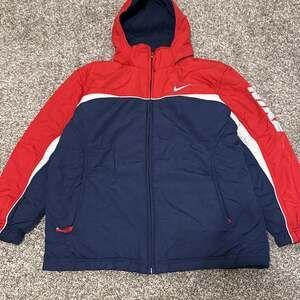 Kids Nike Reversible Red Navy Blue White Blocked Full Zip Hooded Jacket
